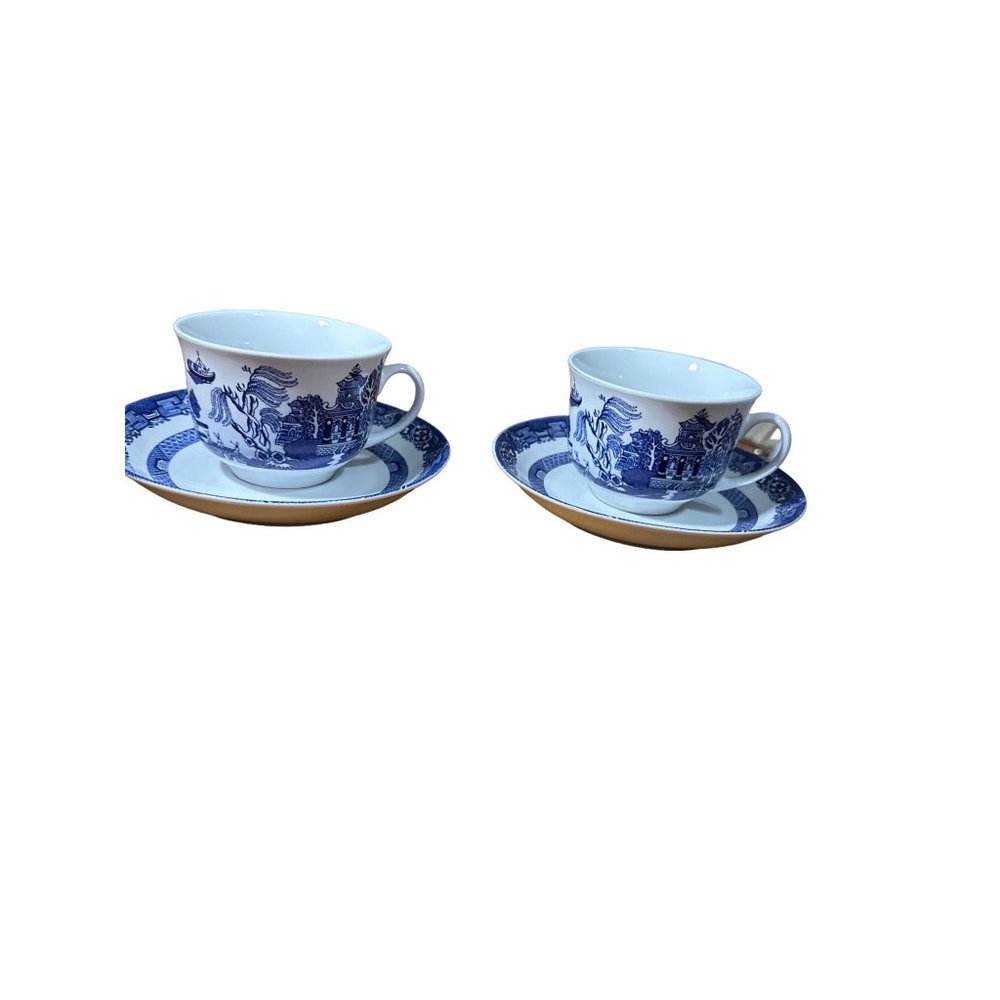 Royal Cuthbertson China BLUE WILLOW  cup and saucer set (2)